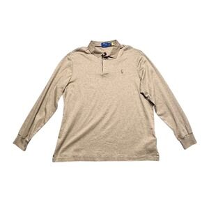 Polo Ralph Lauren Classic Fit Polo Mens XL Tan Long Sleeve Flesh Pony Preppy